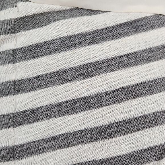 🐞Xhilaration Cream Striped Linen Blend Crop Batwing Top Medium - Picture 10 of 11